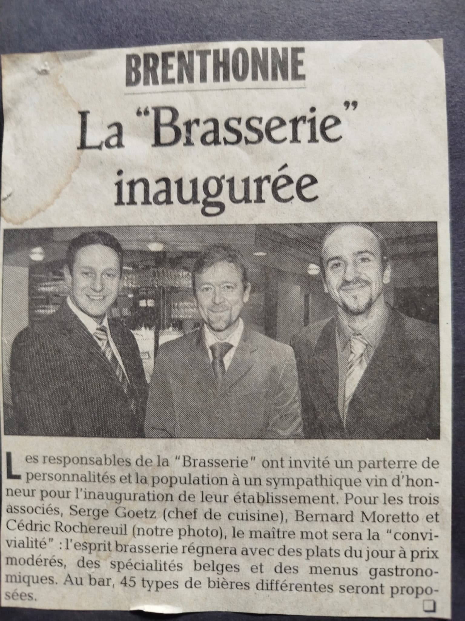 Coupure de presse de l'inauguration de la Brasserie Les Terrasses à Brenthonne